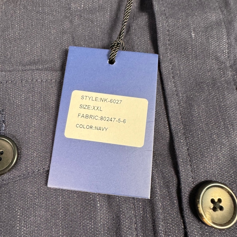 NWT Collars & Co The Maverick Blazer Linen Blend Button Front Jacket XXL Navy - Picture 4 of 12